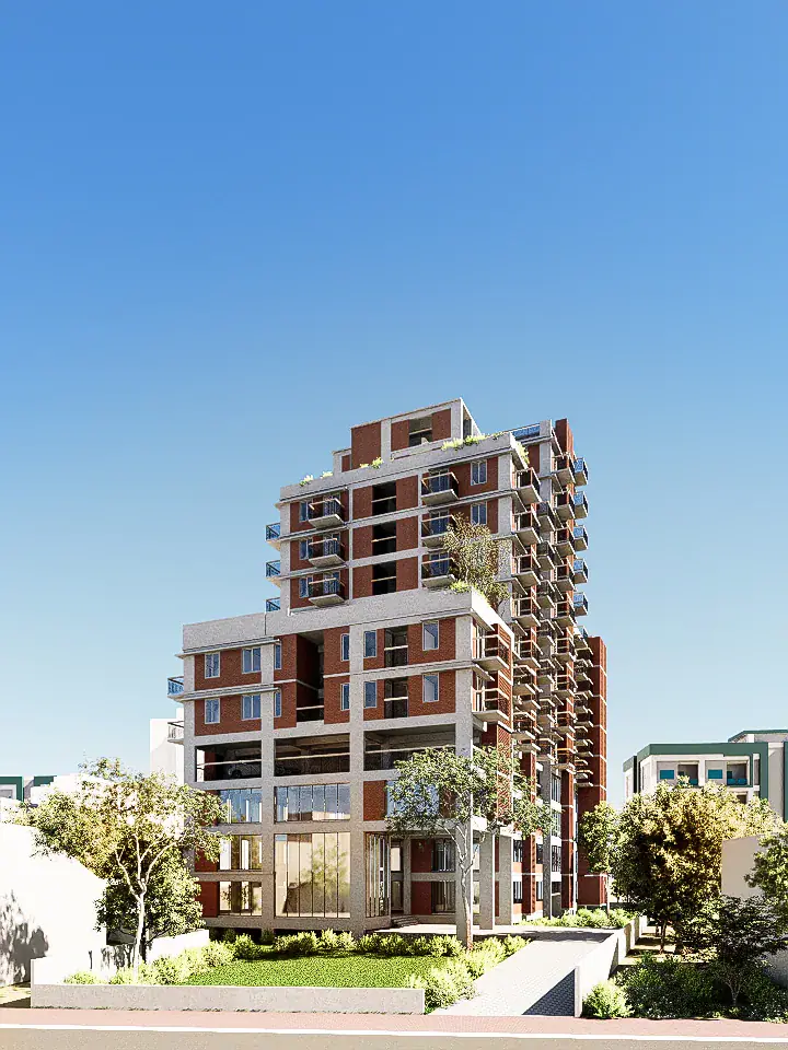 29 Katha Residence seen from the street, with landscaped forecourt