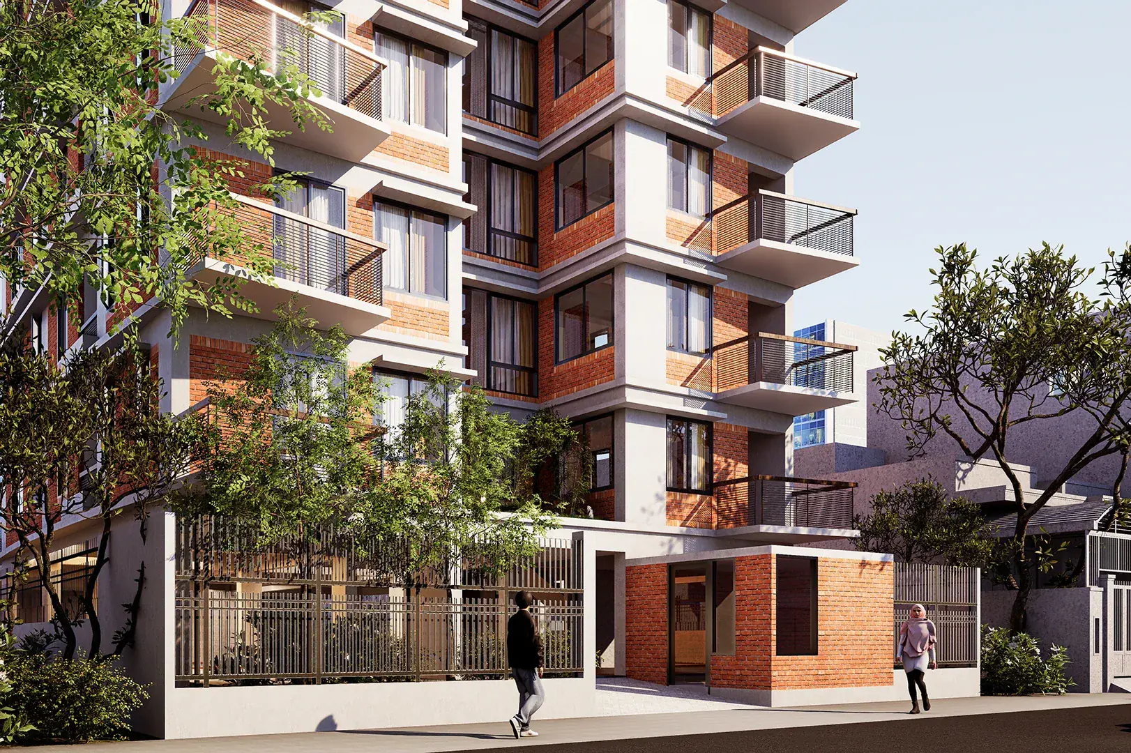 Street-level view of Bithi Residence's courtyard entrance