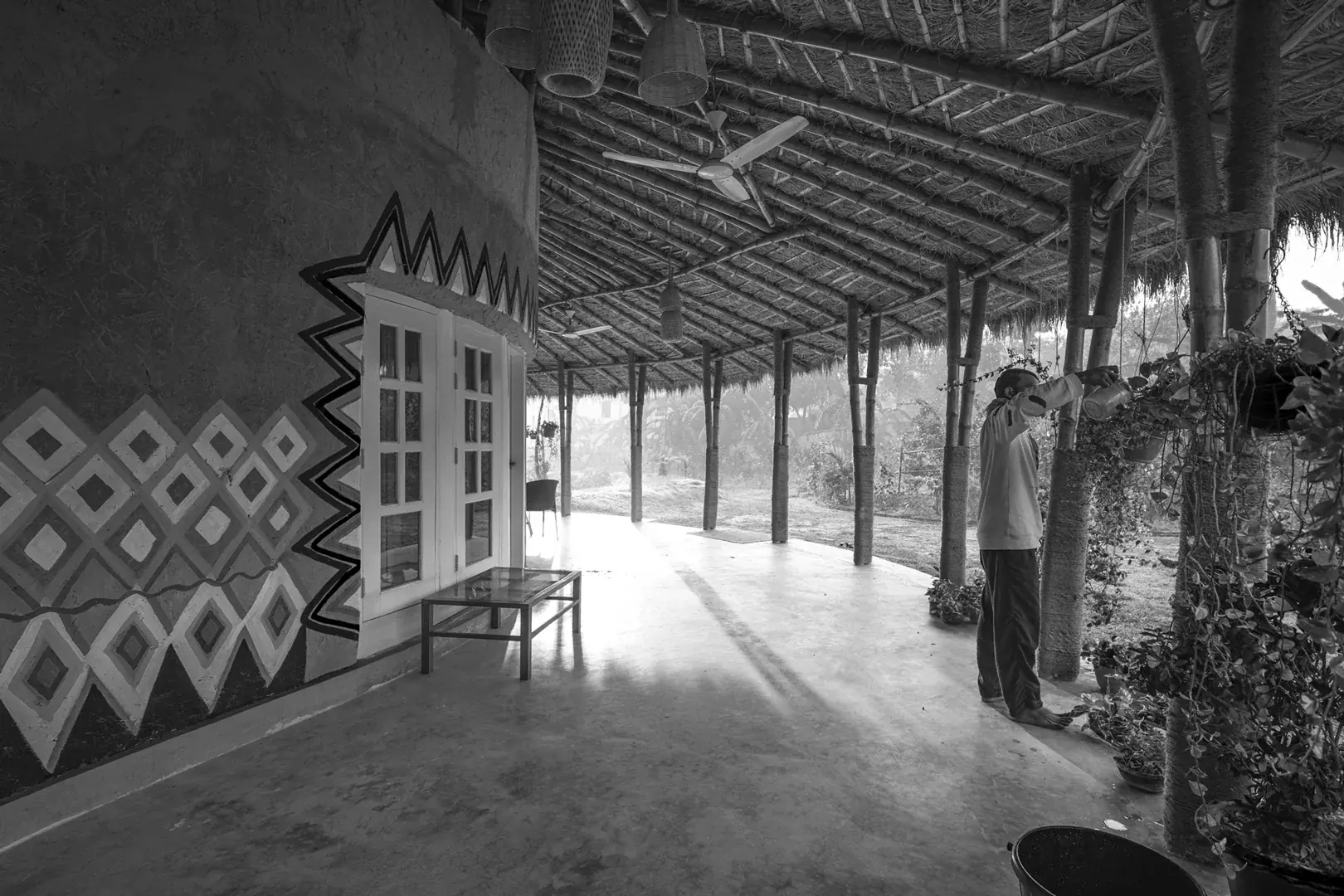 Monochrome study of the painted veranda